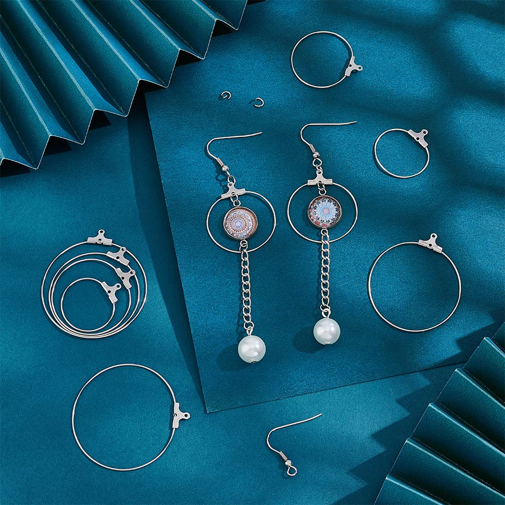 UNICRAFTALE Stainless Steel Hoop Earrings Kit - 50pcs 5 Sizes (25-44mm) With Ear Wires & Jump Rings - View #2