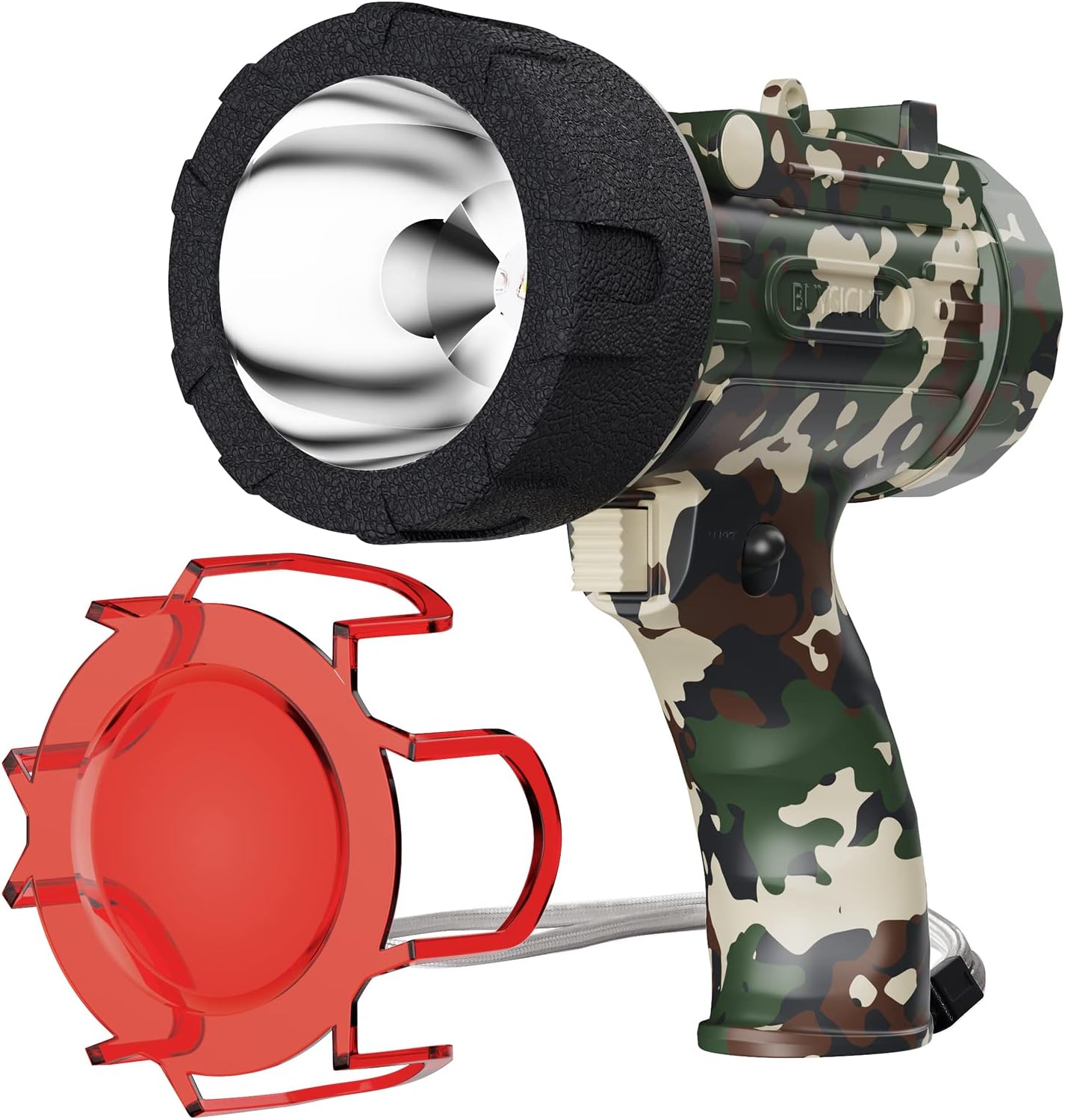 BUYSIGHT Rechargeable Spotlight Flashlight, High Lumen Hand held Spotlight Waterproof Flashlight Hunting Lamp with red Filter（ Camouflage Green Mini