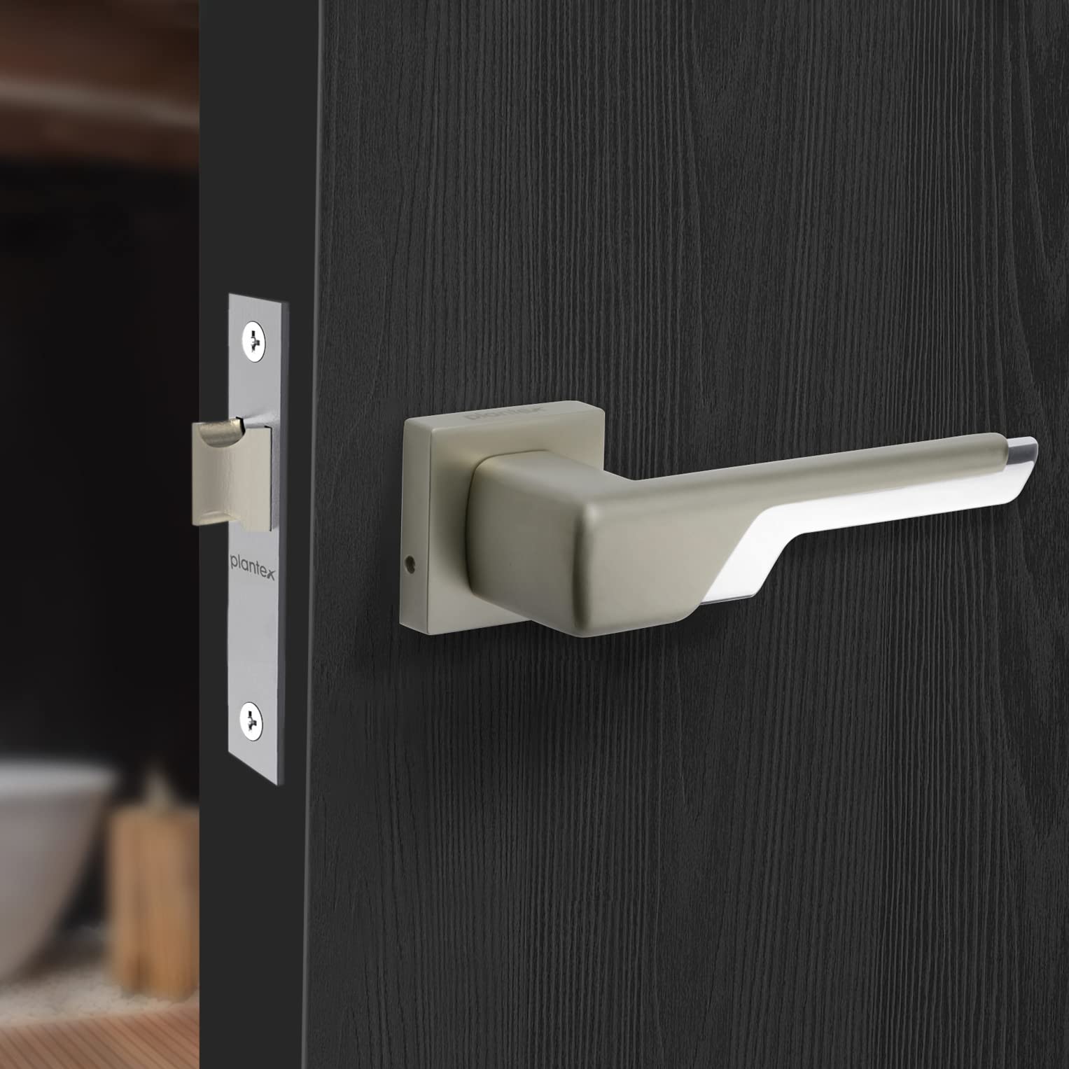 Plantex Heavy Duty Door Lock β Bathroom Door Lock/Mortise Keyless Handle Set for Home/Bathroom/Store Room/Balcony/Office with Baby Latch (7093 β Satin White & Chrome Finish)