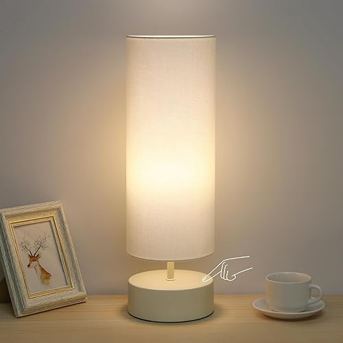 Miniatura 7 de Lámpara de mesa regulable de 3 vías, lámpara de mesa de noche con control táctil con pantalla blanca, lámpara táctil moderna dorada, lámpara de mesa