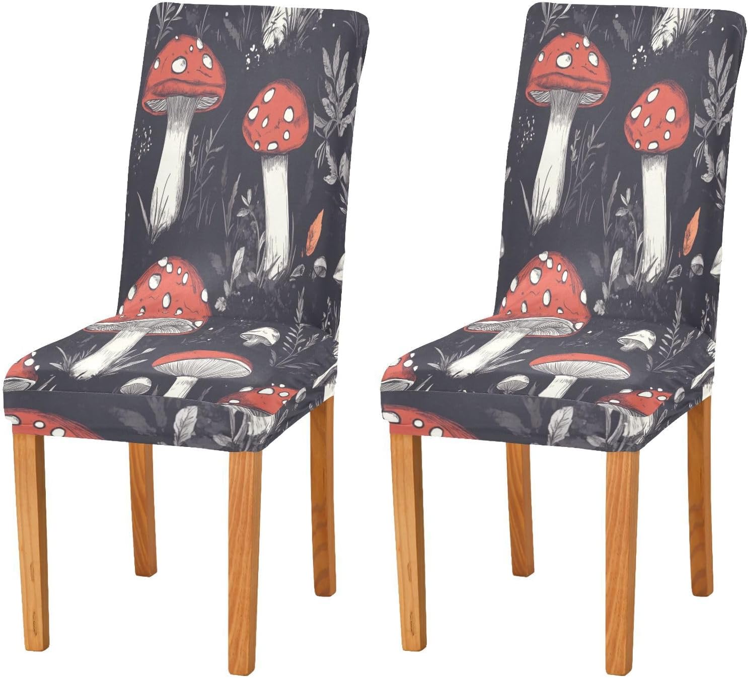 ALAZA Chair Covers for Dining Room, Hobo Red Mushroom Stretch Chair Cover Sets Chair Protector Removable Washable for Ktichen Restaurant Hotel