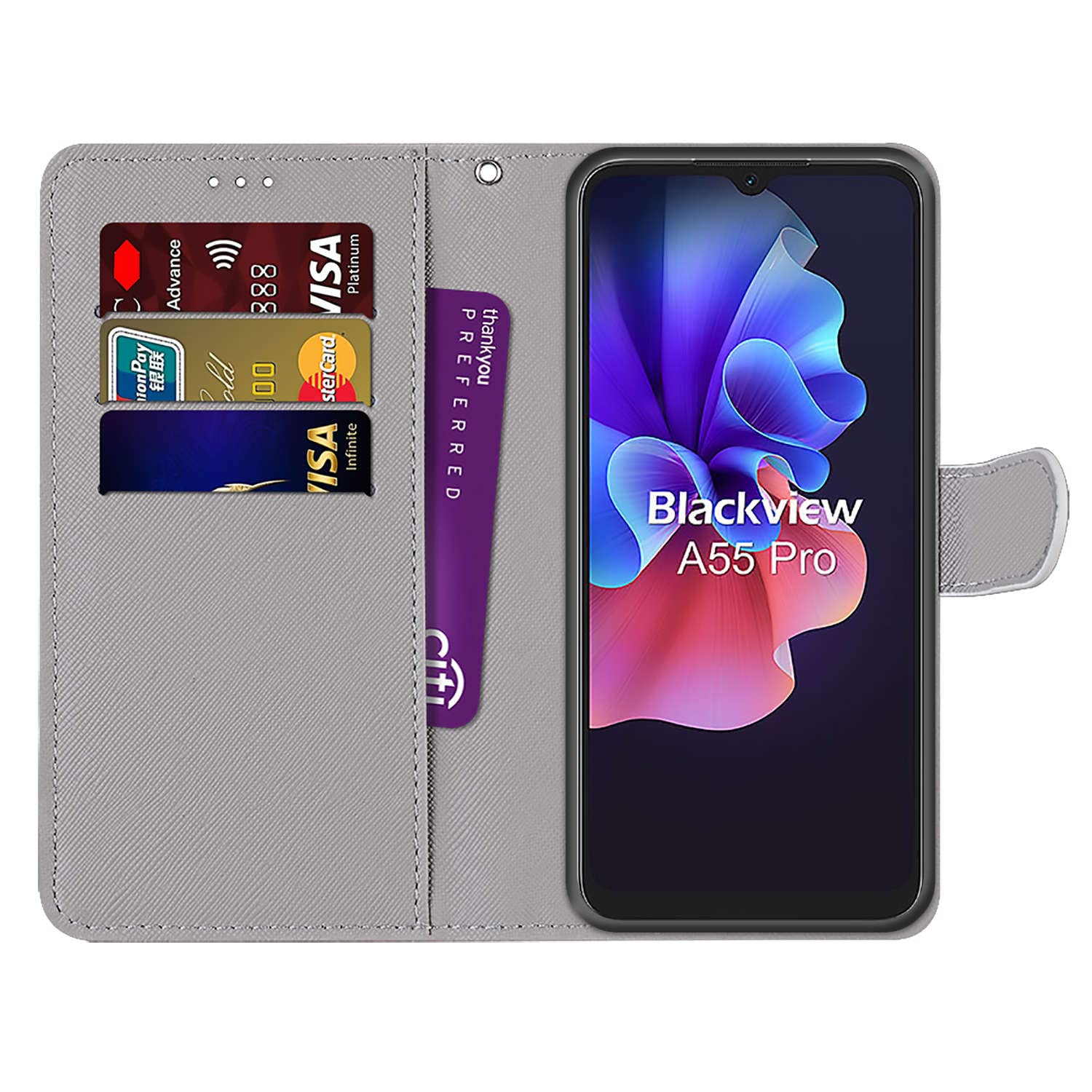 Aroepurt Flip Stand Custodia per Blackview A55 PRO Custodia Case Cover Pelle Sintetica Cavalletto Magnetico Custodia a Portafoglio BF08-LAN