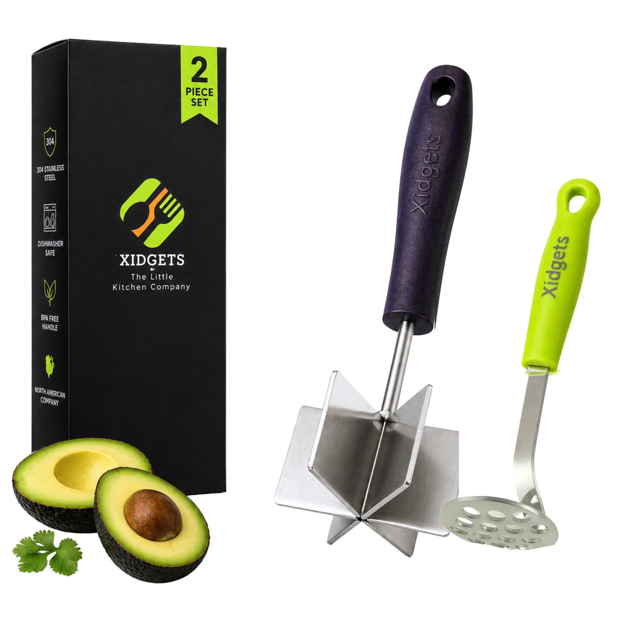2pc Gift Set | Large Stainless Steel Meat Chopper &amp; Mini Masher | Dishwasher Safe