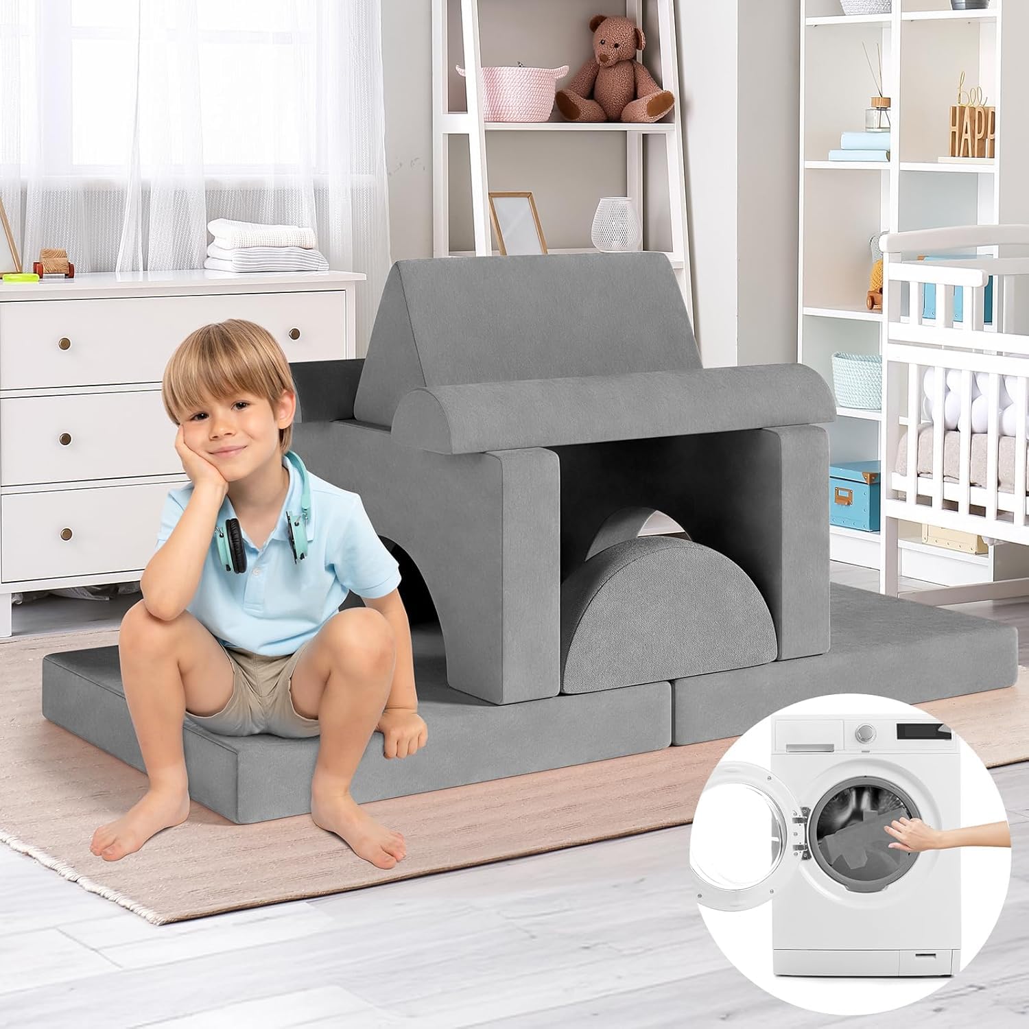 Canapé Modulable Pour Enfants NUKied - 10 Pièces Convertibles En Lit, Tente Ou Cabane - Cadeau Créatif Pour Chambre Et Jeu - 3
