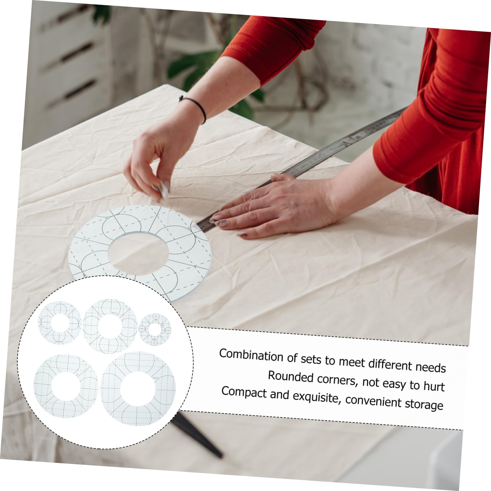 OSALADI Set di 5 Righelli per Patchwork in Acrilico Trasparente, Modelli per Cucito e Progetti Creativi, Strumenti Sicuri e Portatili per Quilting e Lavori Manuali