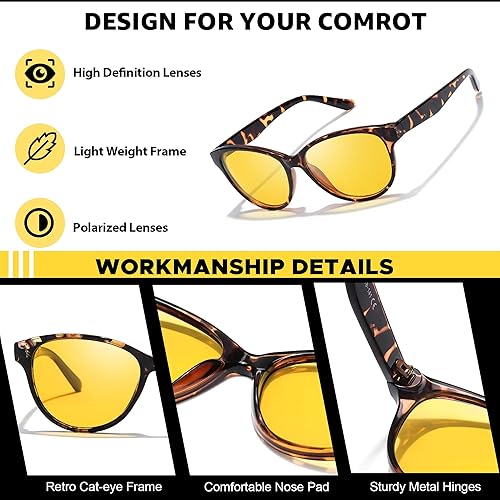 Miniatura 4 de LVIOE Gafas de visión nocturna para conducir mujeres hombres gafas amarillas para conducción nocturna antirreflejos polarizadas N8091