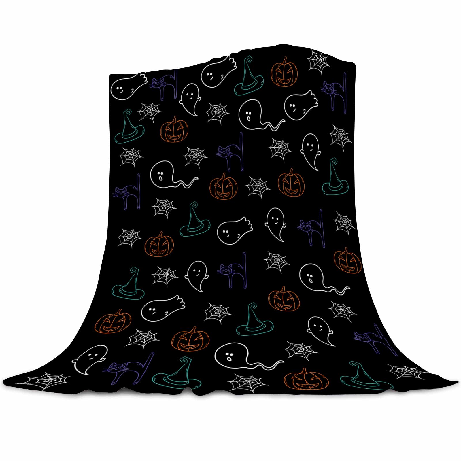 Gaakvrr Boys Halloween 1 Halloween Blankets For Kids, Ghost Throw Blanket, Lightweight Flannel Cozy Plush For Adult Kids, Halloween Bedroom Decor 130X150cm(50X60 Inch)