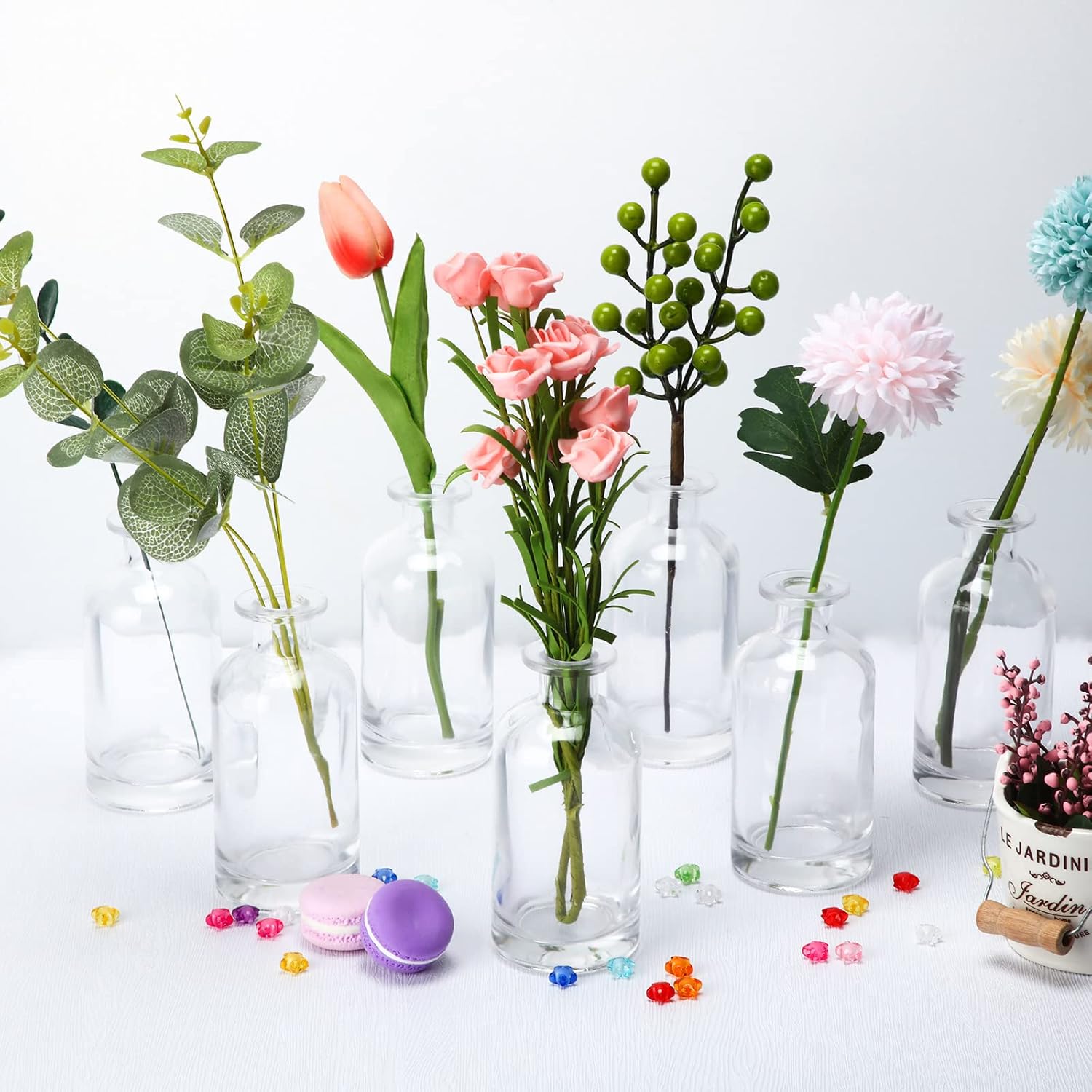 24 Pack Clear Glass Bud Vases Bulk Small Glass Living Vases for Centerpieces Vintage Table Decorative Bottle for Flowers Rustic Wedding Reception Party Decoration(2.36 x 5.2 in)