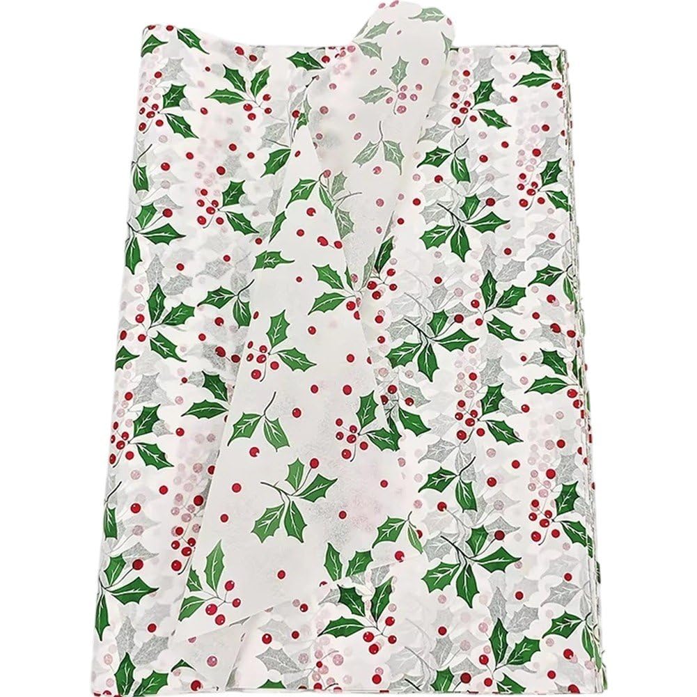 Zghhc 10 arkuszy papieru z zielonymi liśćmi, Boże Narodzenie, botaniczny papier do pakowania liści na Nowy Rok, święta, prezenty do pakowania