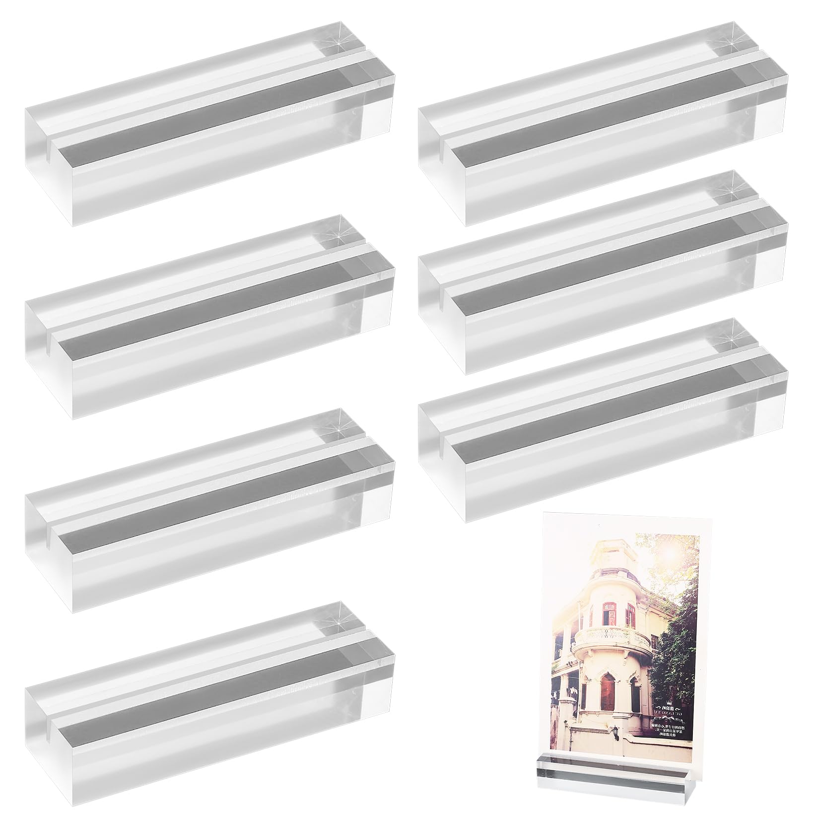 qxayxa 7 Pcs Acrylic Sign Holders, Clear Acrylic Card Stands, Table Sign Display Holder