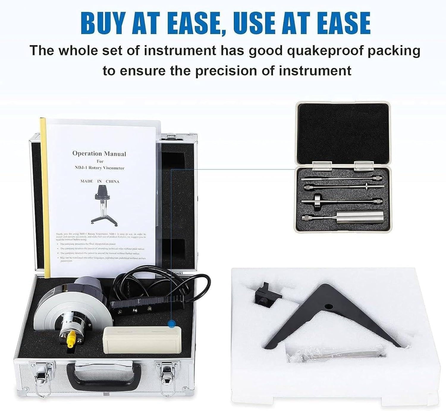 High Accuracy Digital Rotary Viscometer - 4 Rotor Lab Viscosity Meter for Newtonian Liquids, Ideal for Paint, Adhesives, Cosmetics & Grease, 10-100,000 mPa.s