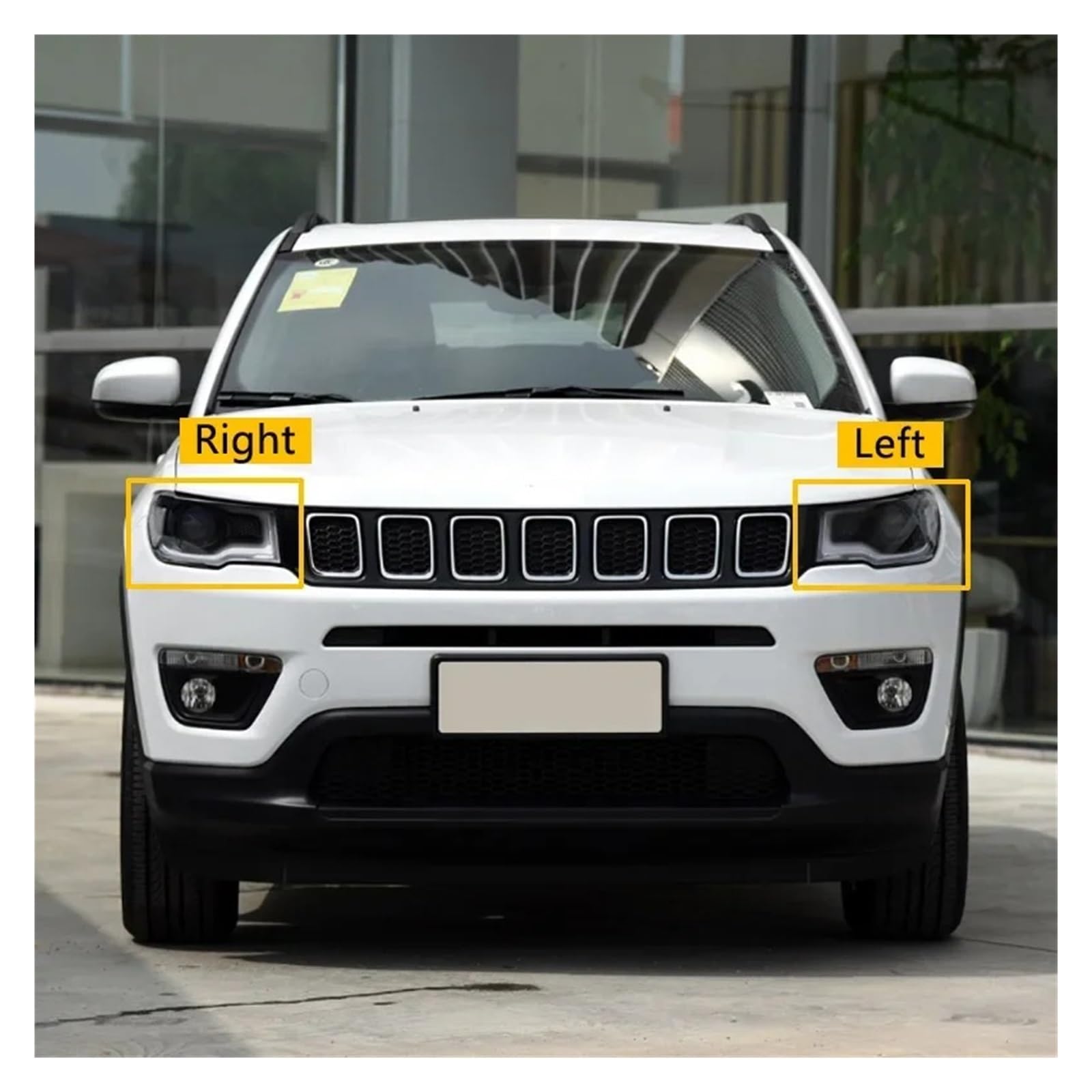 Fanali Anteriori Coprifaro In Plastica Per Jeep Per Compass 2017 2018 2019, Paralumi Trasparenti, Sostituzione Del Vetro. Fari(Destra)