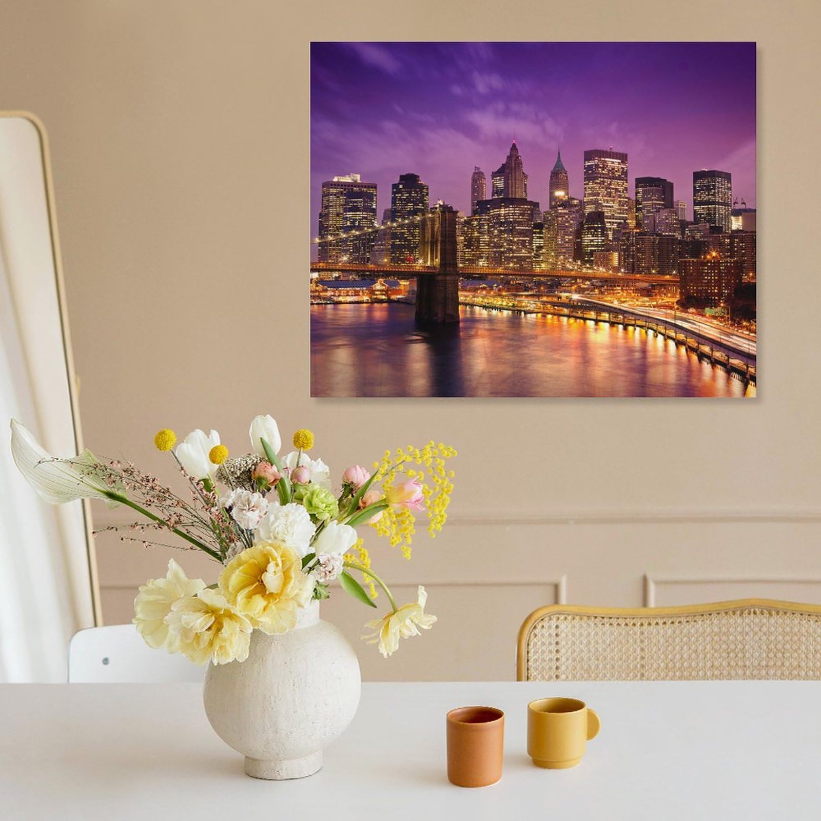 Amazon.co.jp: 絵画 夜のニューヨーク市インテリア 絵画 ロマンチック