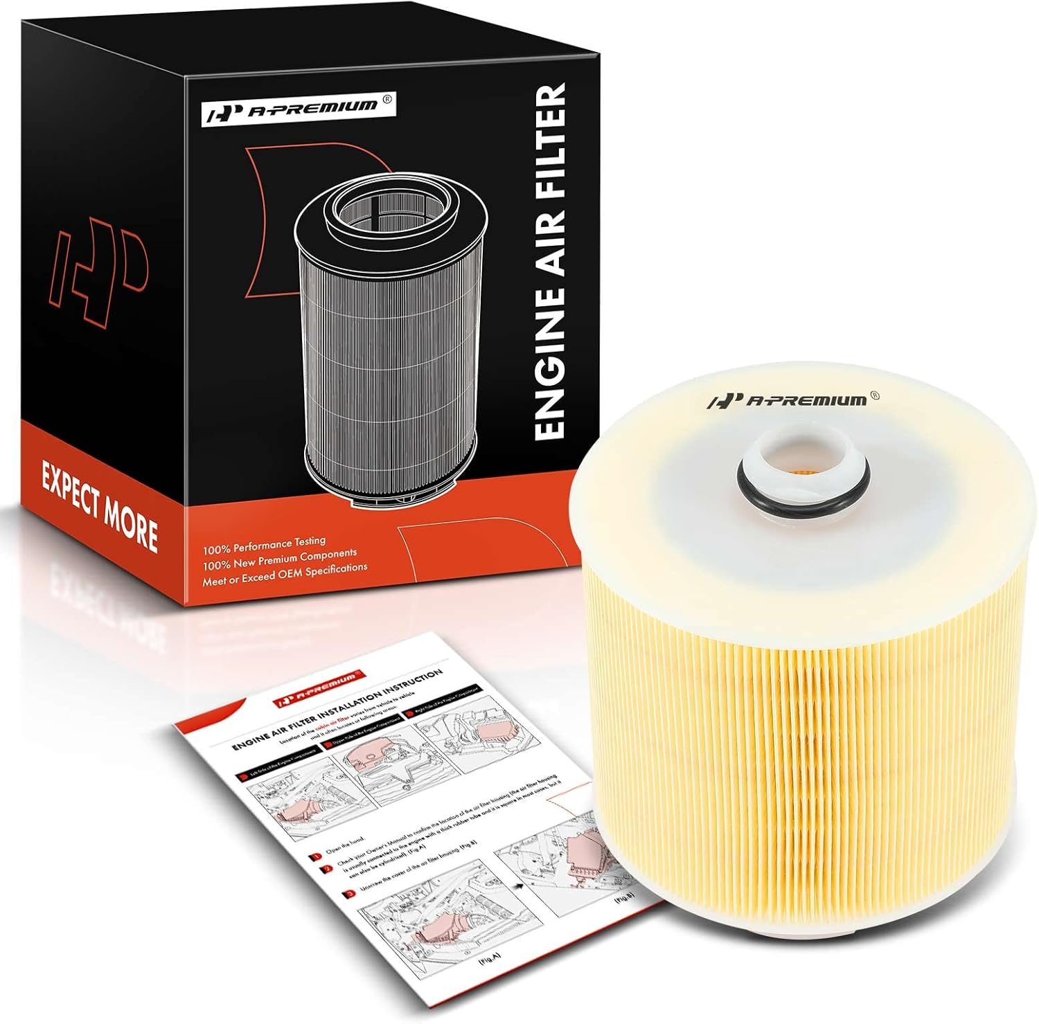 A-Premium Engine Air Filter Compatible with Audi A6 2006-2007 3.2L, A6 2008-2011 2.8L 3.2L, A6 Quattro 2005-2008 3.2L 4.2L, A6 Quattro 2009 3.0L 3.2L 4.2L, A6 Quattro 2010-2011 3.0L 4.2L