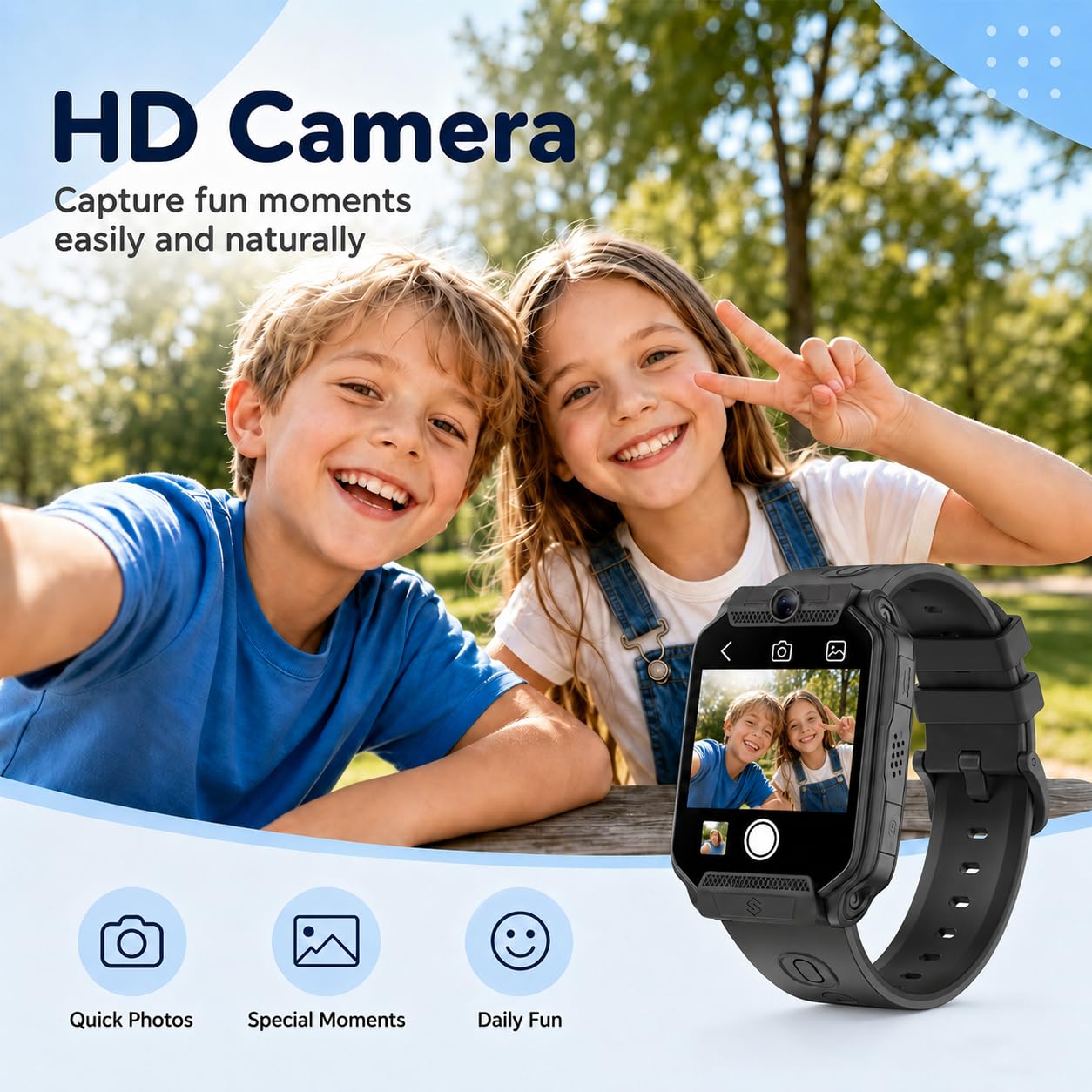 clleylise Smartwatch Bambini con GPS+LBS, Videochiamata, Chiamata, SOS, 7 Giochi Educativi, Modalità Scuola, Contapassi e Fotocamera, Orologio Digitale Multifunzione, Telefono per Bambini