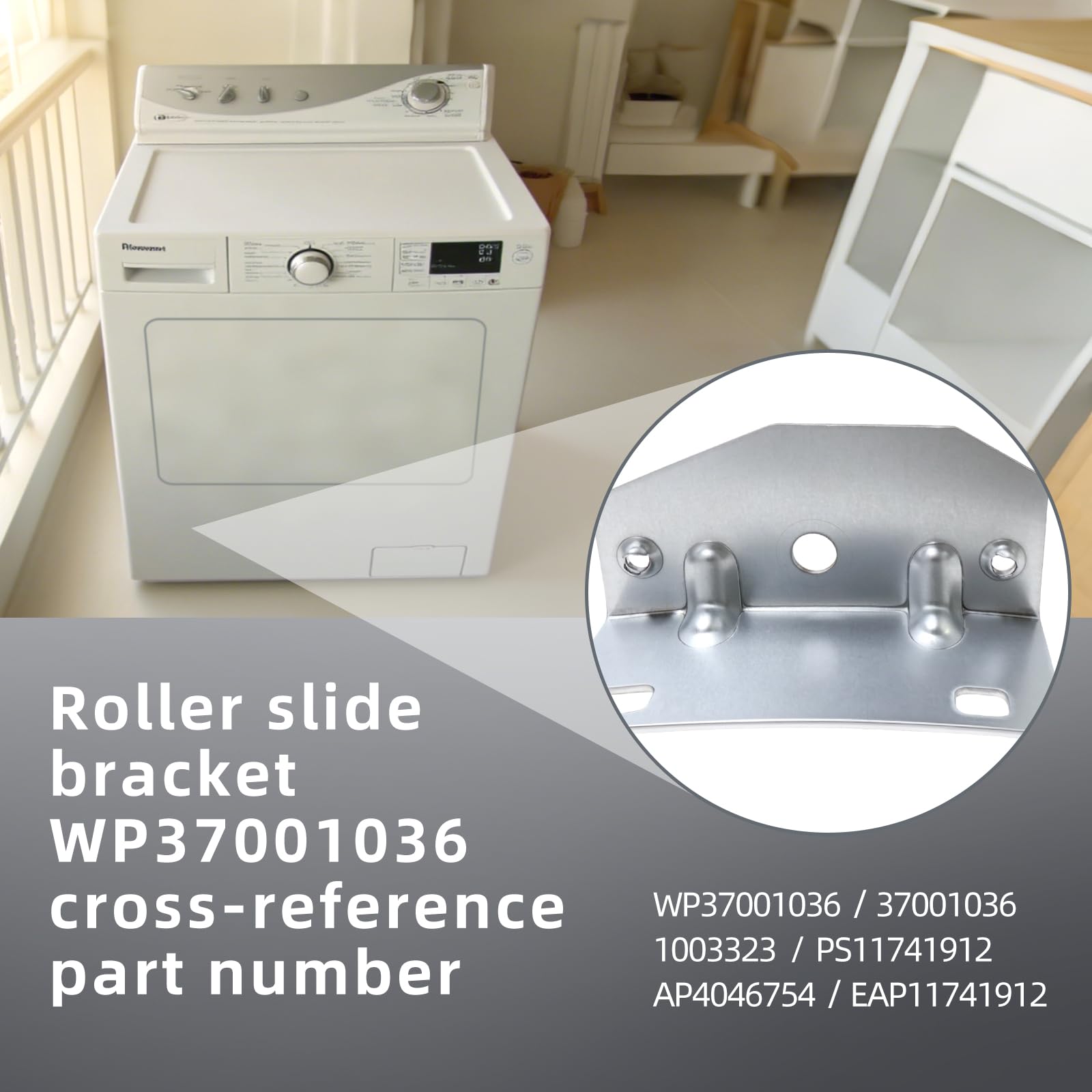 Paquete de 2 soportes deslizantes para tambor WP37001036 compatibles con Whirlpool Amana Maytag wp37001036 37001036 1003323 PS11741912(2)