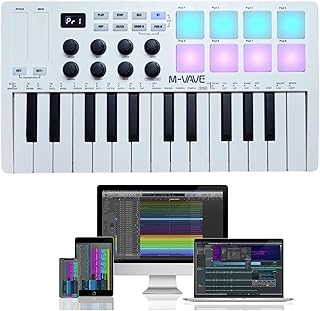 M-vave teclado controlador 25 teclas usb midi com 8 pads de bateria