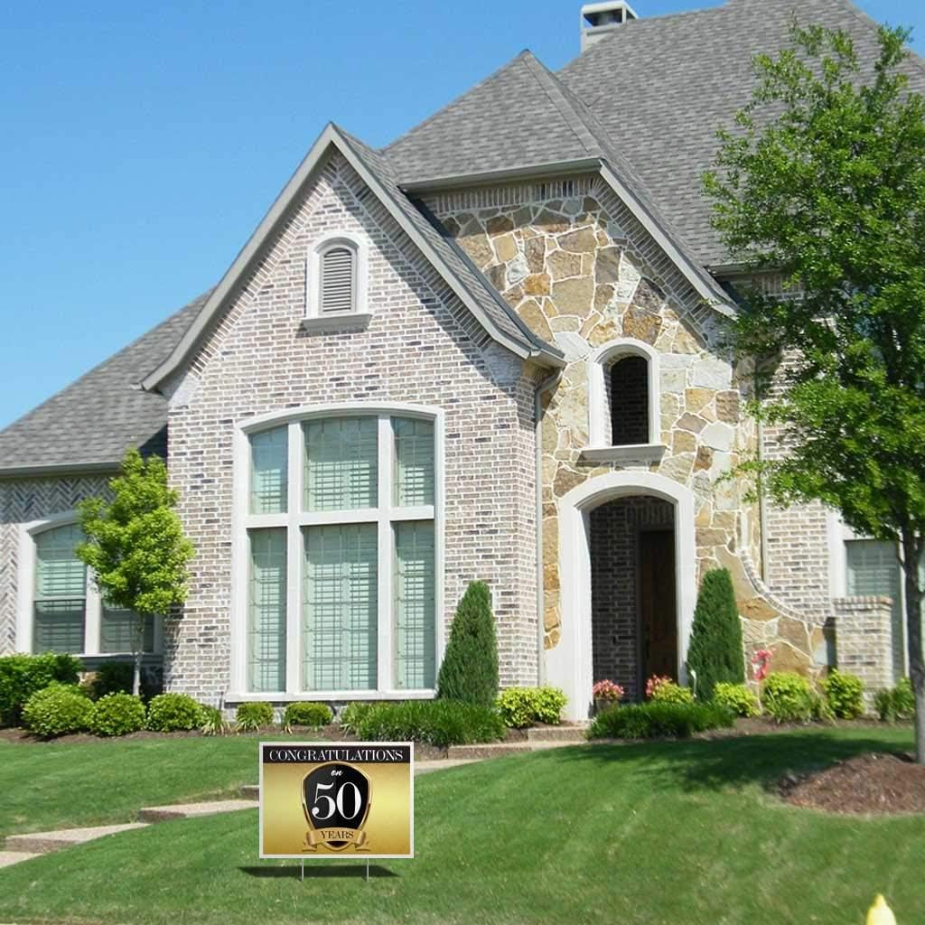 VictoryStore Anniversary Yard Decorations" 50th Anniversary Yard Sign"Congratulations on 50 Years" 18 inches x 24 inches Yard Sign
