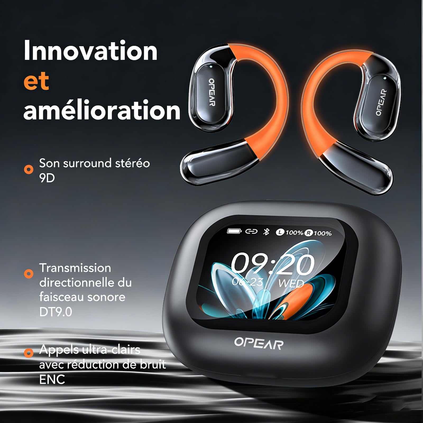 NE27 Ecouteur Traducteur Instantané, Écouteur Traducteur Pour 134 Langues Avec Écran Tactile LCD, Oreillette Traduction Instantanée À Oreille Ouverte, Pour Les Voyages, Les Affaires Et L'Apprentissage