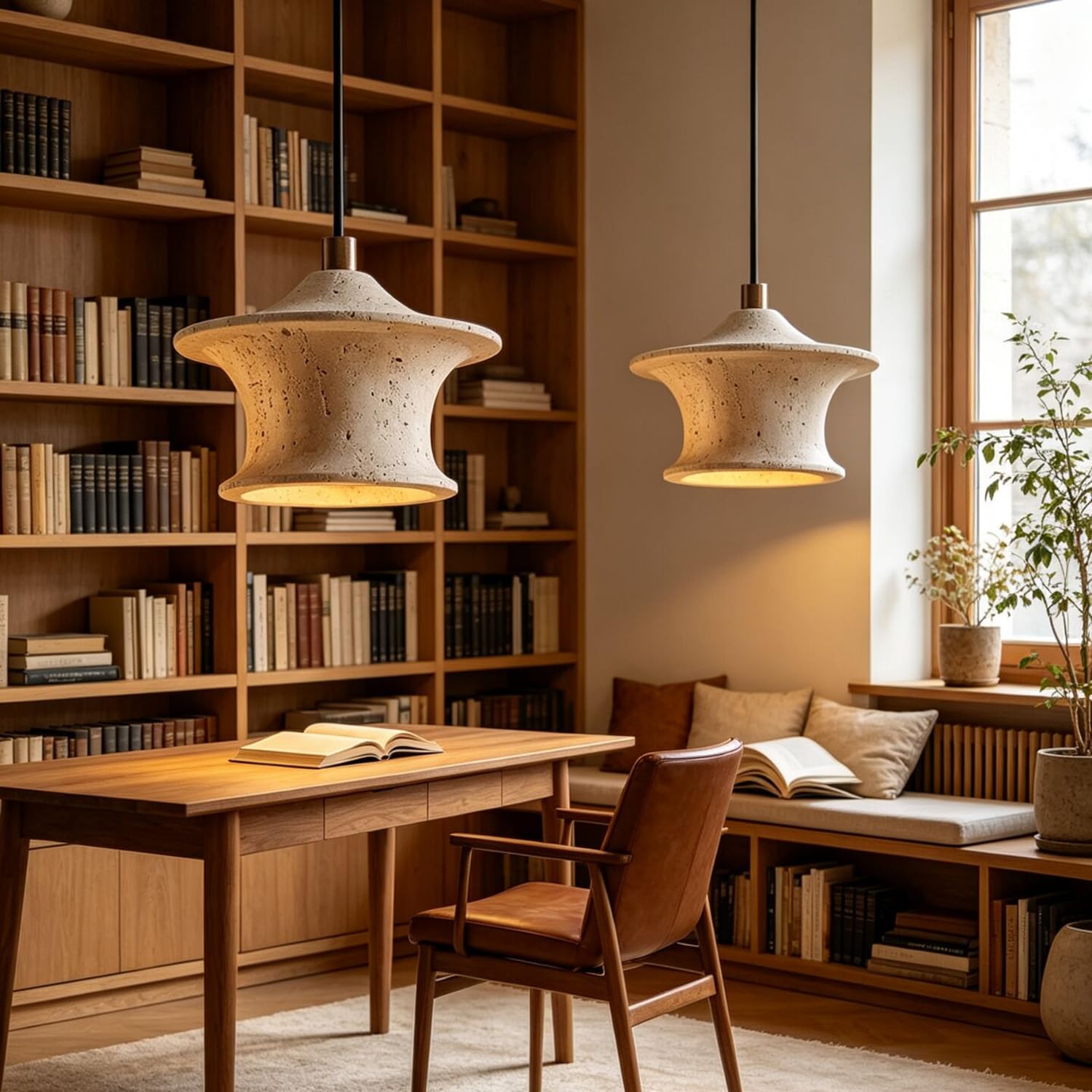 Lampadario a sospensione con base for lampada a in pietra