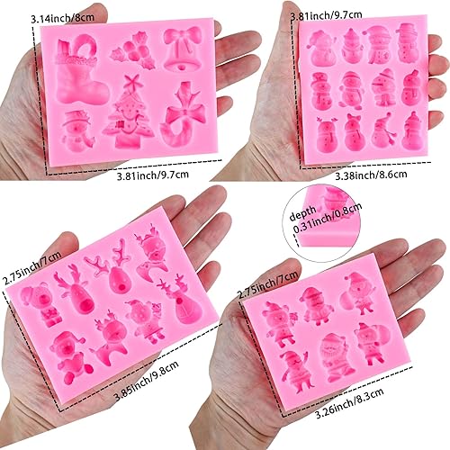 Miniatura 9 de Moldes de silicona para fondant de Navidad, lindo árbol de Navidad, Papá Noel, oso amoroso, alce, muñeco de nieve, invierno, congelado, fiesta,