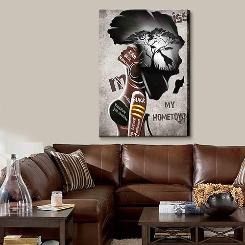Miniatura 7 de Arte de pared afroamericano enmarcado para mujeres negras y niñas, impresiones en lienzo para decoración de póster de África, mapa de África, cuadro
