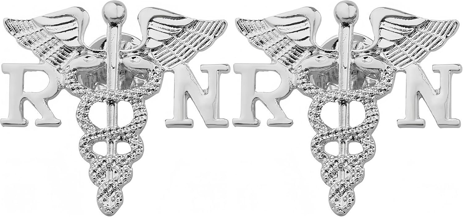 2Pcs Medical Symbol Caduceus Stethoscope RN Nursing Badge Brooches Lapel Pin for Registered Nurse Doctor Rod of Asclepius Emergency Brooch Jewelry Gifts