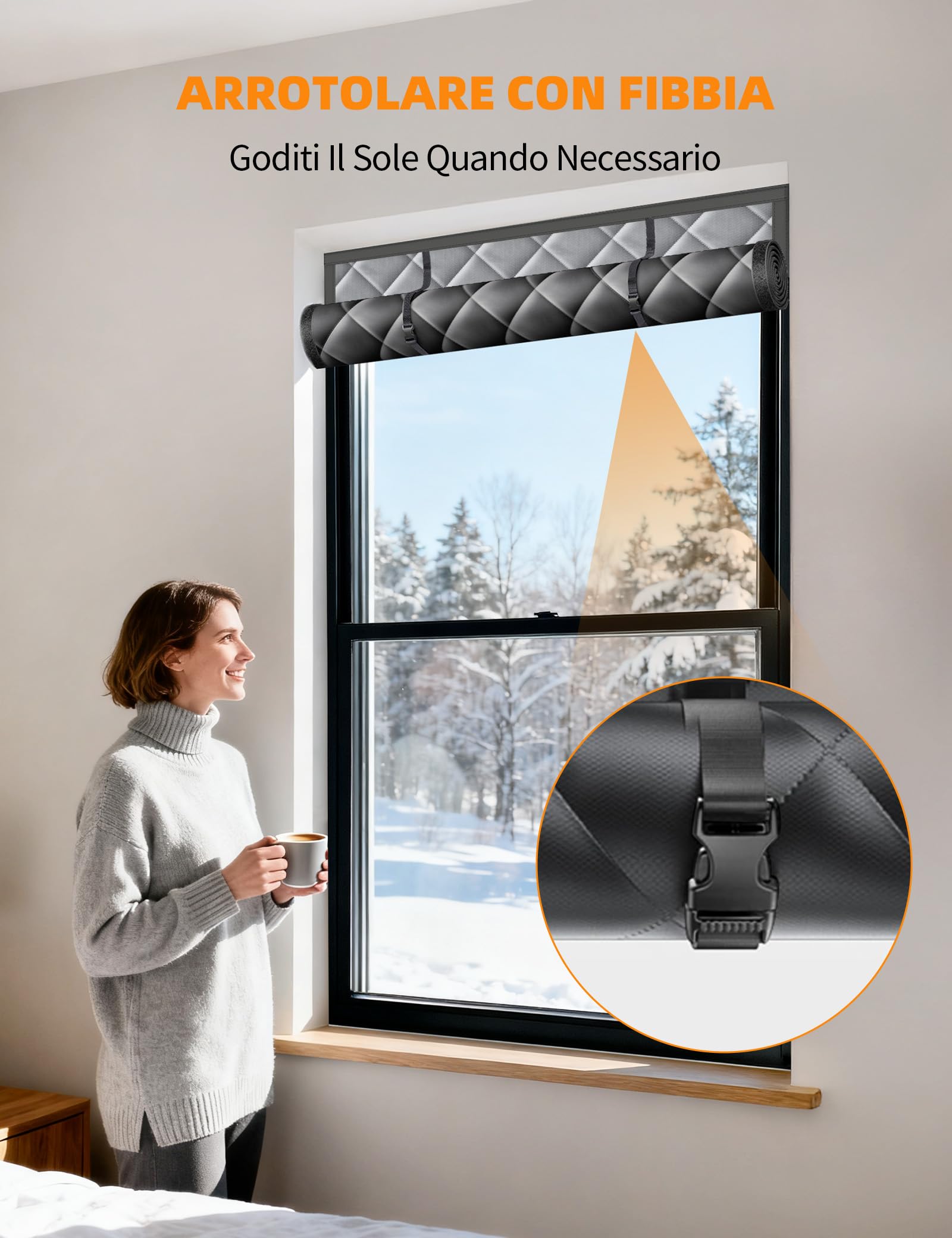 Kit di Isolamento per Finestre 120×160CM, Isolante Termico Riutilizzabile, Copertura Impermeabile Anti-Spifferi per Casa e Camera da Letto e Cantina