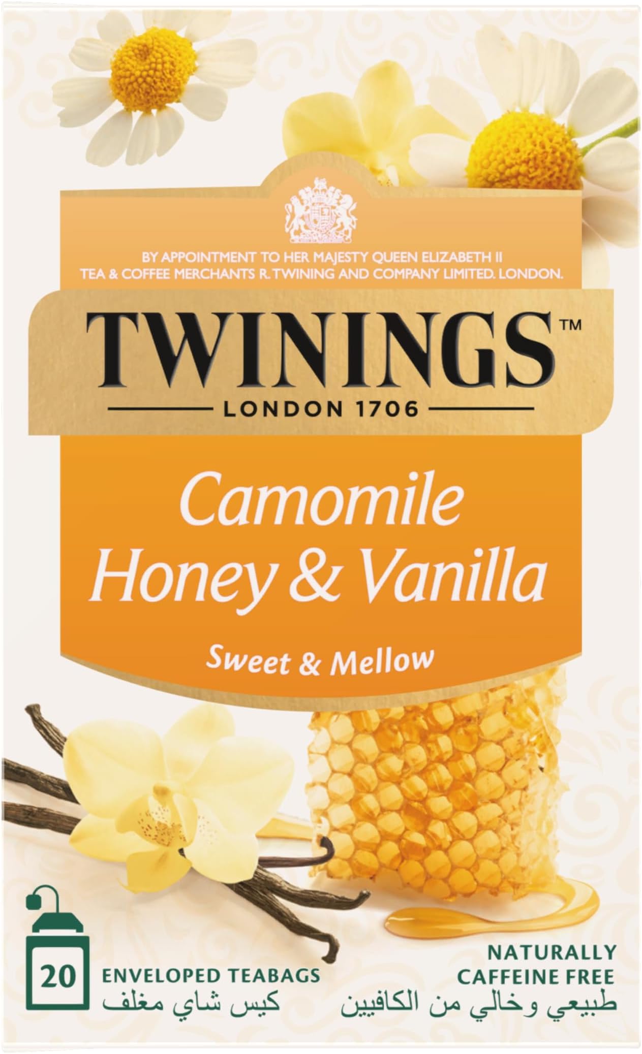 Infuso Camomile Honey & Vanilla Tea, Luxury Tea Blend, Made with All Natural Ingredients, Naturally Caffeine Free, 20 Tea Bags