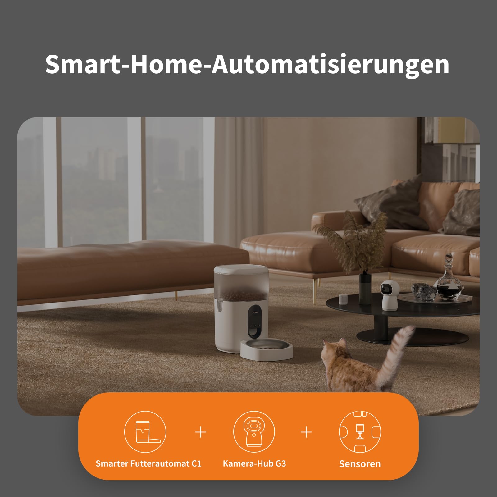 Aqara Smarter Futterautomat C1, ERFORDERT AQARA Zigbee 3.0 HUB, für Katzen und Hunde, Programmierbarer Portionskontrolle, kann über Google, Alexa, Siri gesteuert Werden, Funktioniert mit SmartThings