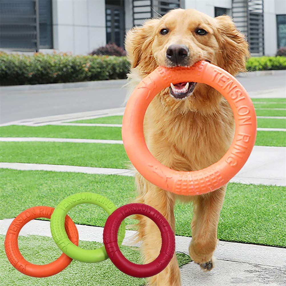 MU Pet Flying Dischi Flying Eva Dog Addestramento Anello Estrattore Resistente Morso Galleiante Giocattolo Giocattolo Puppy Outdoor Interactive Game Playing Prodotti Fornitura,Rosso,Piccolo
