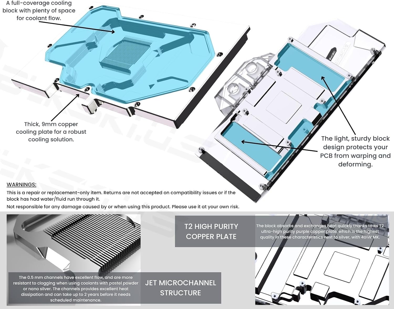 Bykski Full Coverage GPU Water Block and Backplate for MSI GeForce RTX 4060 Ventus/Gaming 8G (N-MS4060VES-X)