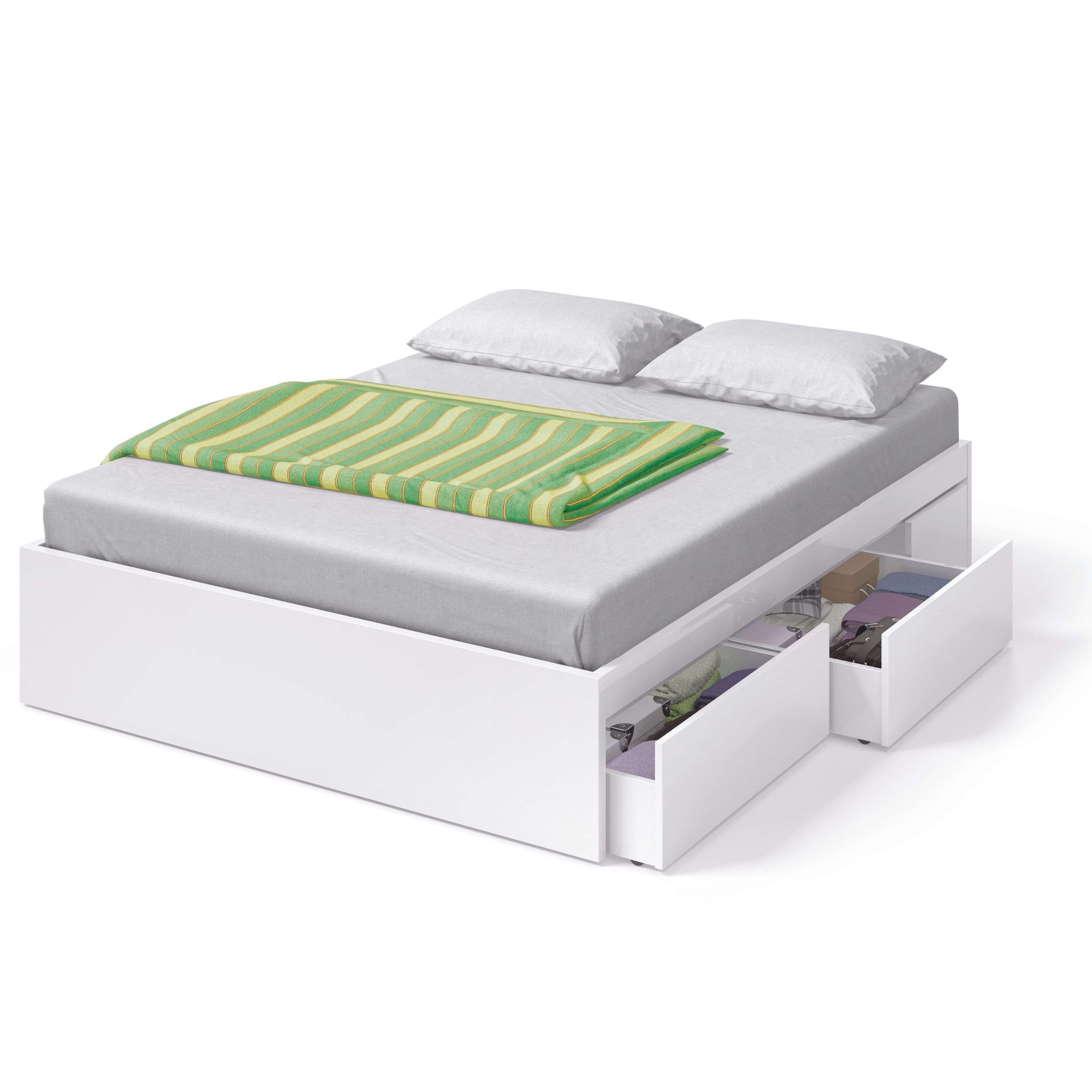 Miroytengo Cama de Matrimonio Honeymoon Dormitorio con 4 Cajones Estilo Contemporáneo en Color Blanco Artik 150x190 cm