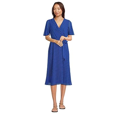 Lauren Ralph Lauren Polka dot Belted Crinkle Georgette Dress Women