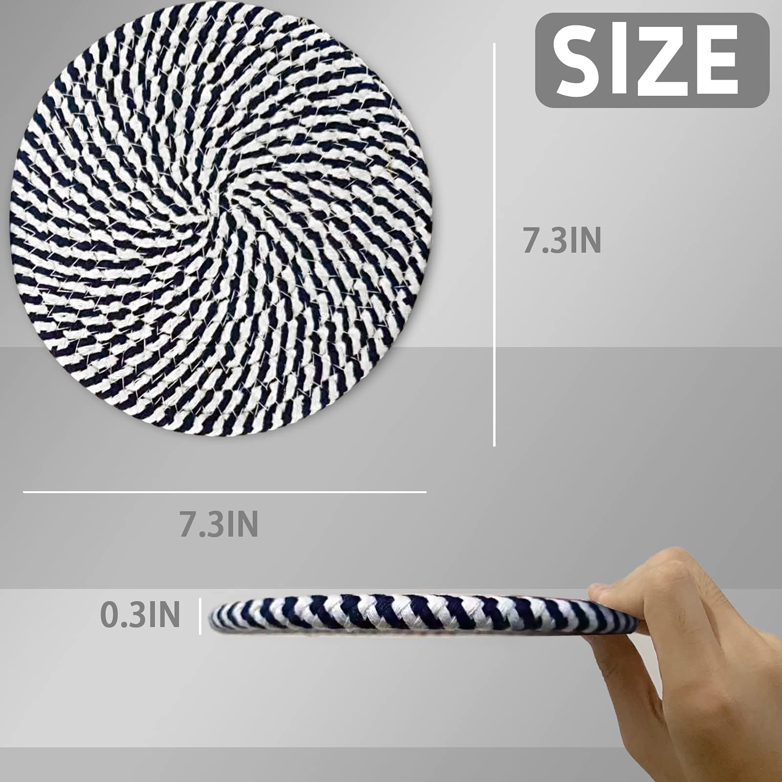 4er-Set Baumwoll-Topfuntersetzer Rund & Hitzebeständig - Graue Küchenhelfer Für Töpfe, Pfannen & Teller