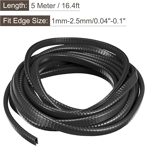 Miniatura 2 de uxcell Borde de borde de canal en U, 16.4 pies de longitud, tira de sellado de goma para borde de 0.039-0.098 in, (1564 pulgadas de ancho x 2564