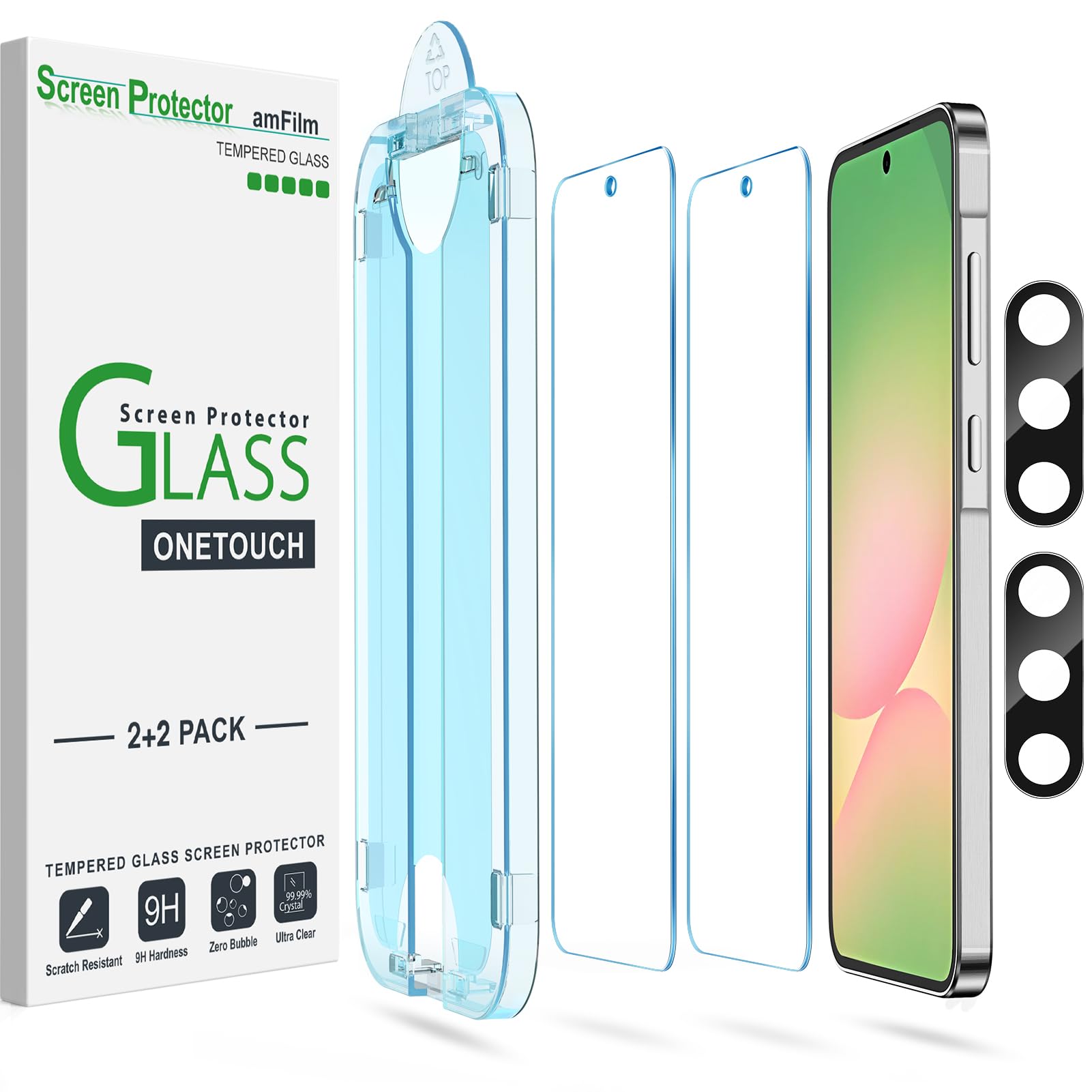 amFilm OneTouch for Samsung Galaxy A56 Screen Protector Tempered Glass