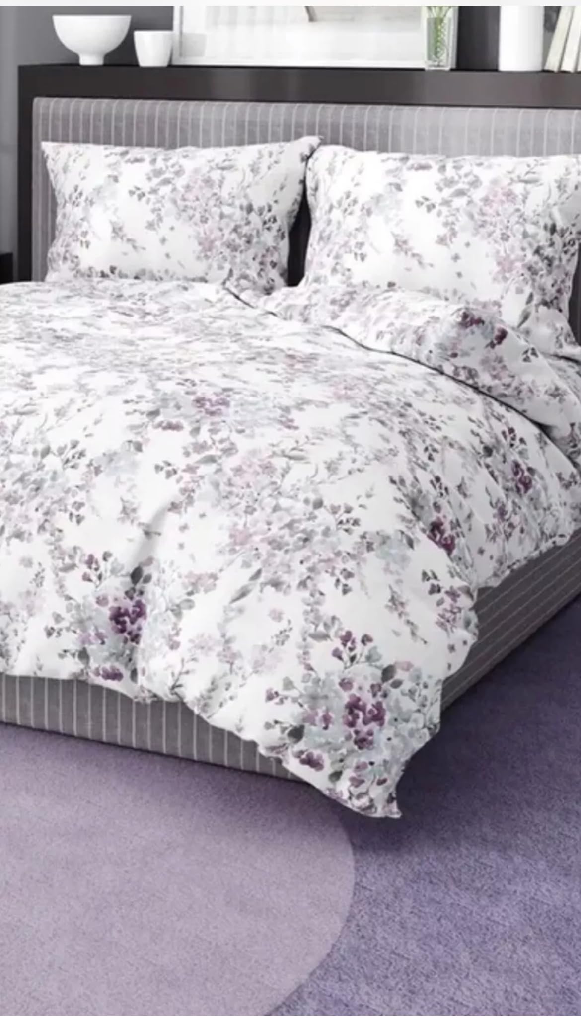 ITALYSWEETHOME - COPRILETTO ESTIVO PIQUET DI COTONE ACQUERELLO FIORI VIOLA MADE IN ITALY (Matrimoniale)