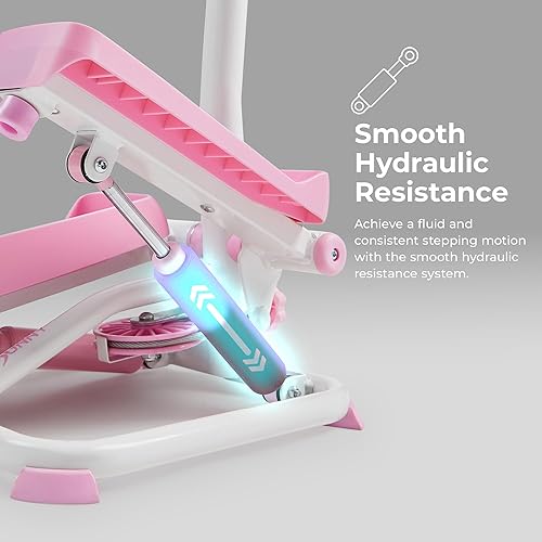 Miniatura 5 de Sunny Health & Fitness Máquina paso a paso inteligente 2 en 1 Total Body para el hogar con manillar y bandas de resistencia, entrenamiento corporal