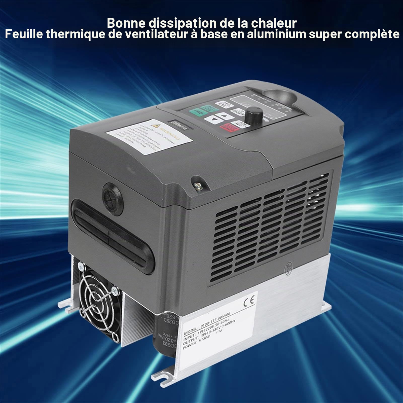 Onduleur VFD 220V 5.5KW monophasé 220V entrée 3 Phases 380V Sortie convertisseur VFD contrôleur de Moteur d'entraînement à fréquence Variable