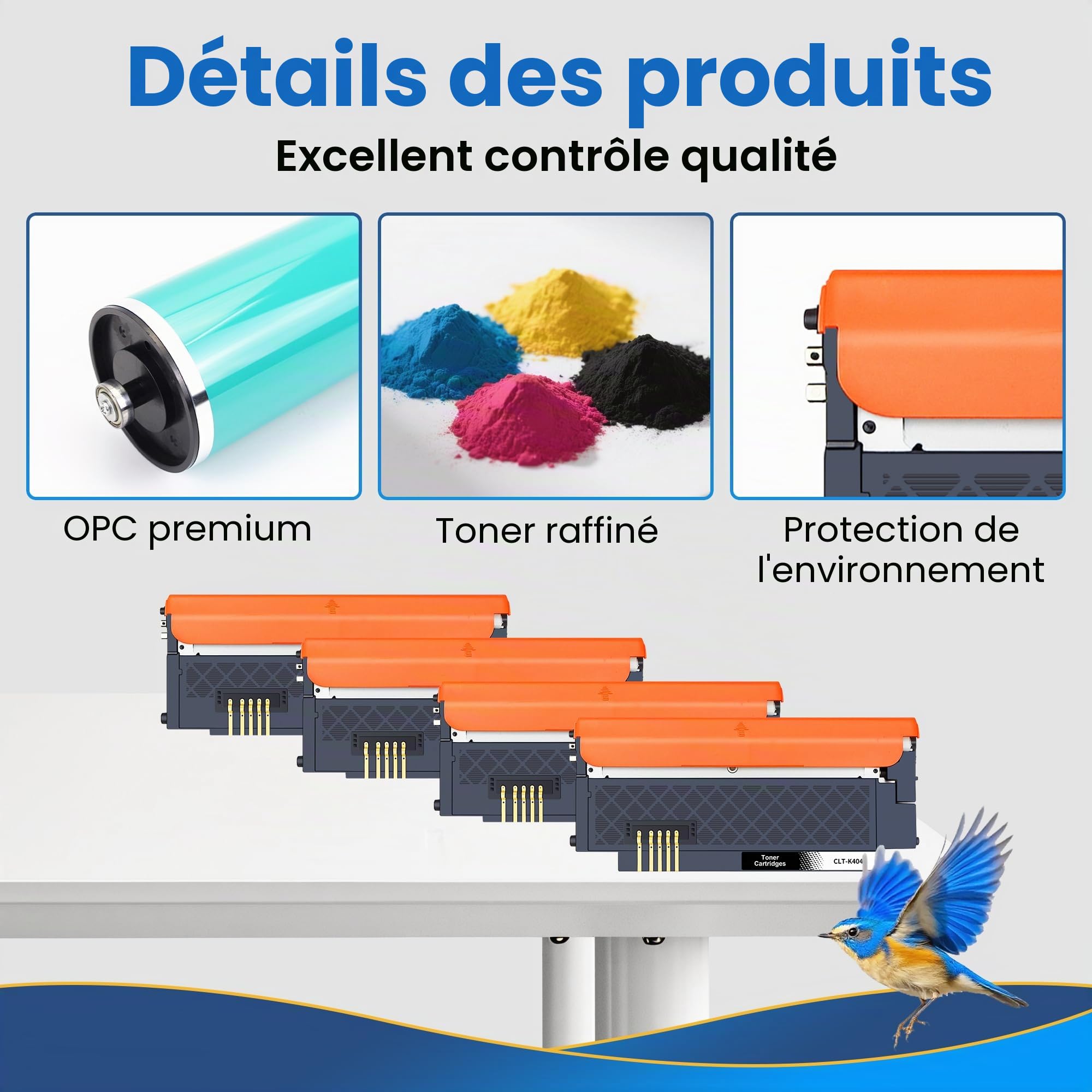 Cartouche de Toner Compatible Samsung CLT-P404C CLT P404C 404 404S pour Toner Samsung C480W Xpress SL C483W C430W C480FW C48X C480 C430 CLT-K404S CLT-Y404S (Noir,Cyan,Jaune,Magenta,Pack de 4)