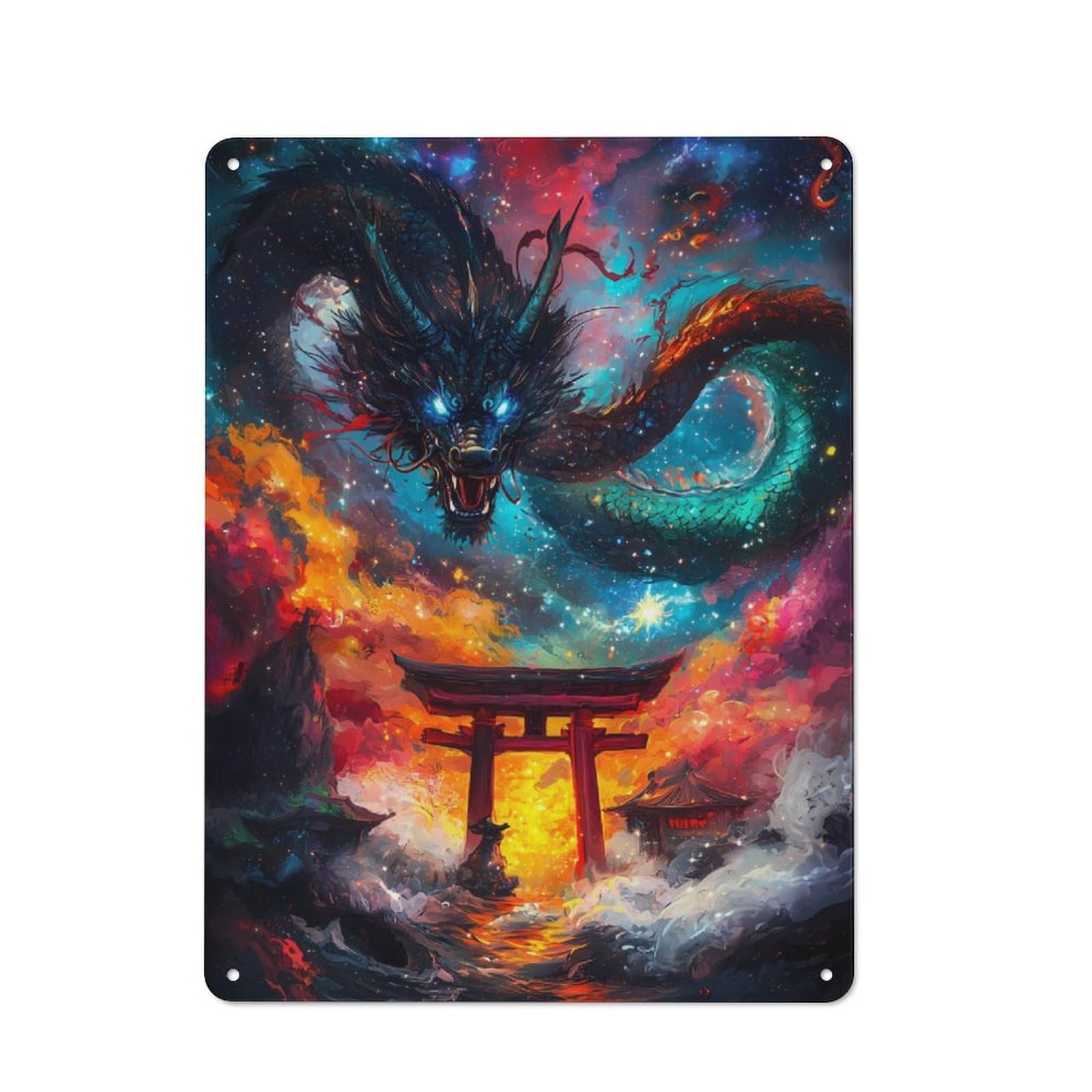 Junmoney Dragon Galaxy Gate Retro Metal Plaque 40X30cm For Café Or Home Bar, With Clear Retro Wall Decor Character