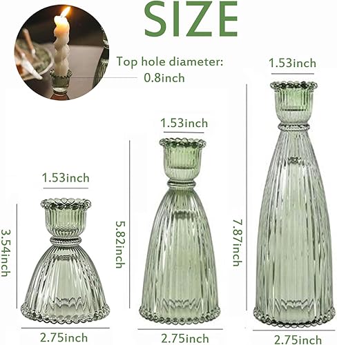 Miniatura 5 de GENTI Juego de 3 portavelas transparentes, portavelas cónico, portavelas de cristal para cenas, bodas, fiestas, centros de mesa, transparentes