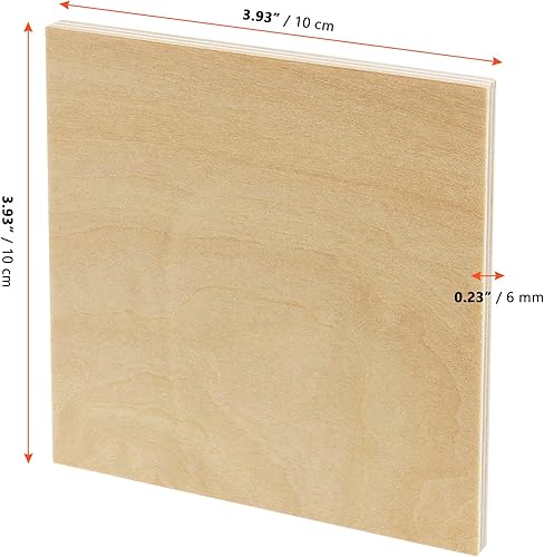 Miniatura 2 de SINJEUN Paquete de 30 cuadrados de madera sin terminar de 4 pulgadas, discos de madera de 14 pulgadas de grosor, cuadrados de madera en blanco,