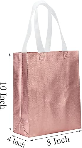 Miniatura 3 de Tendwarm Juego de 12 bolsas de regalo de color oro rosa, reutilizables, tamaño mediano, para fiestas, bodas, Navidad, 8 x 4 x 10 pulgadas