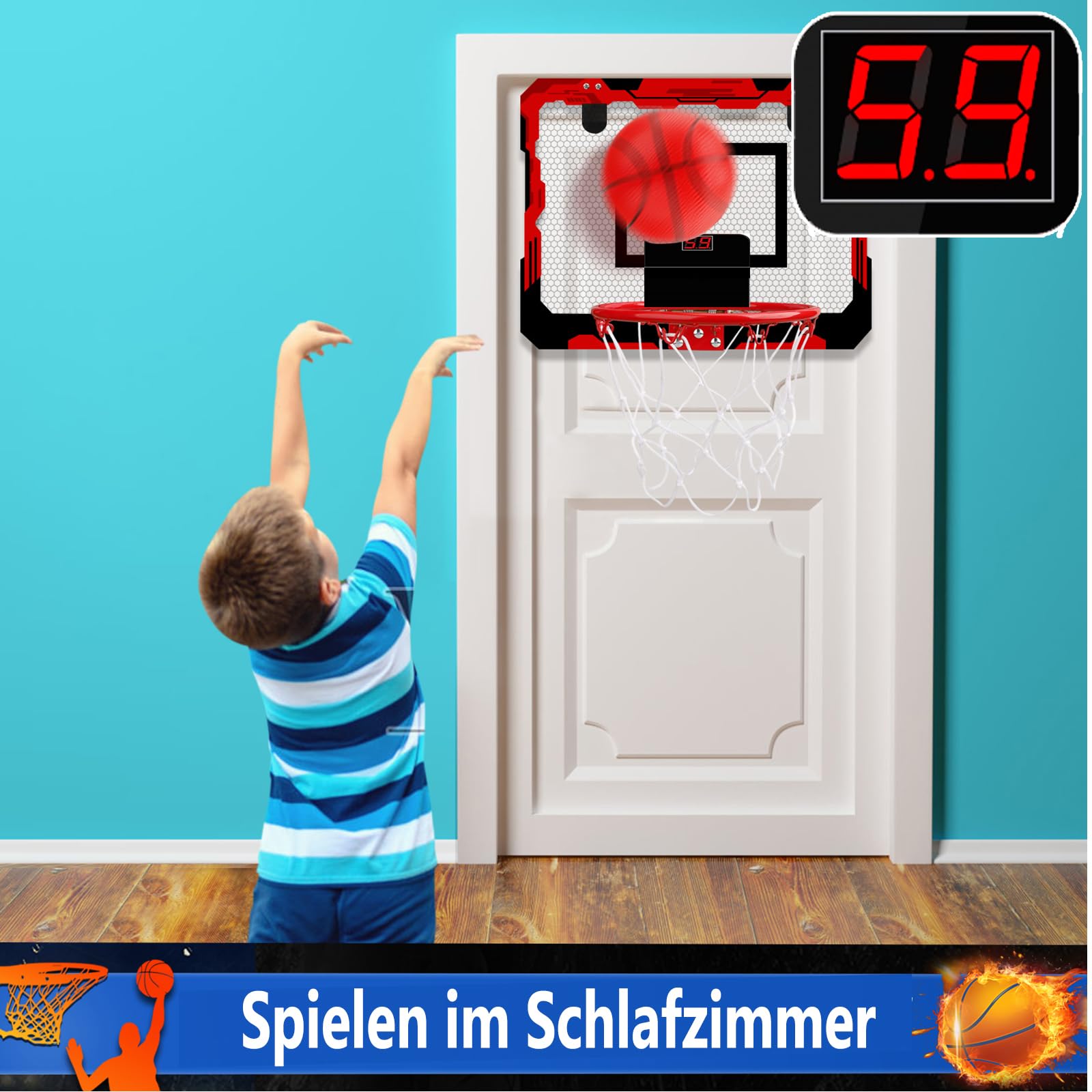 Anzmtosn Mini Indoor Basketball Reifen für Kinder, Kleiner Indoor Basketball Reifen für Tür Metallrand Ziel Hängende Wand Mount Brett Sport Training Spiel für Erwachsene Büro Zuhause 40X30CM