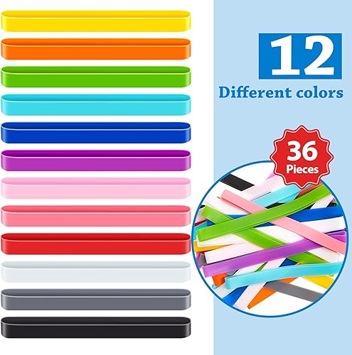 Miniatura 2 de Fabbay 36 bandas elásticas de silicona de 5.5 pulgadas para cuadernos, arte, trampas para cangrejos, ejercicio, cocina (color arcoíris)