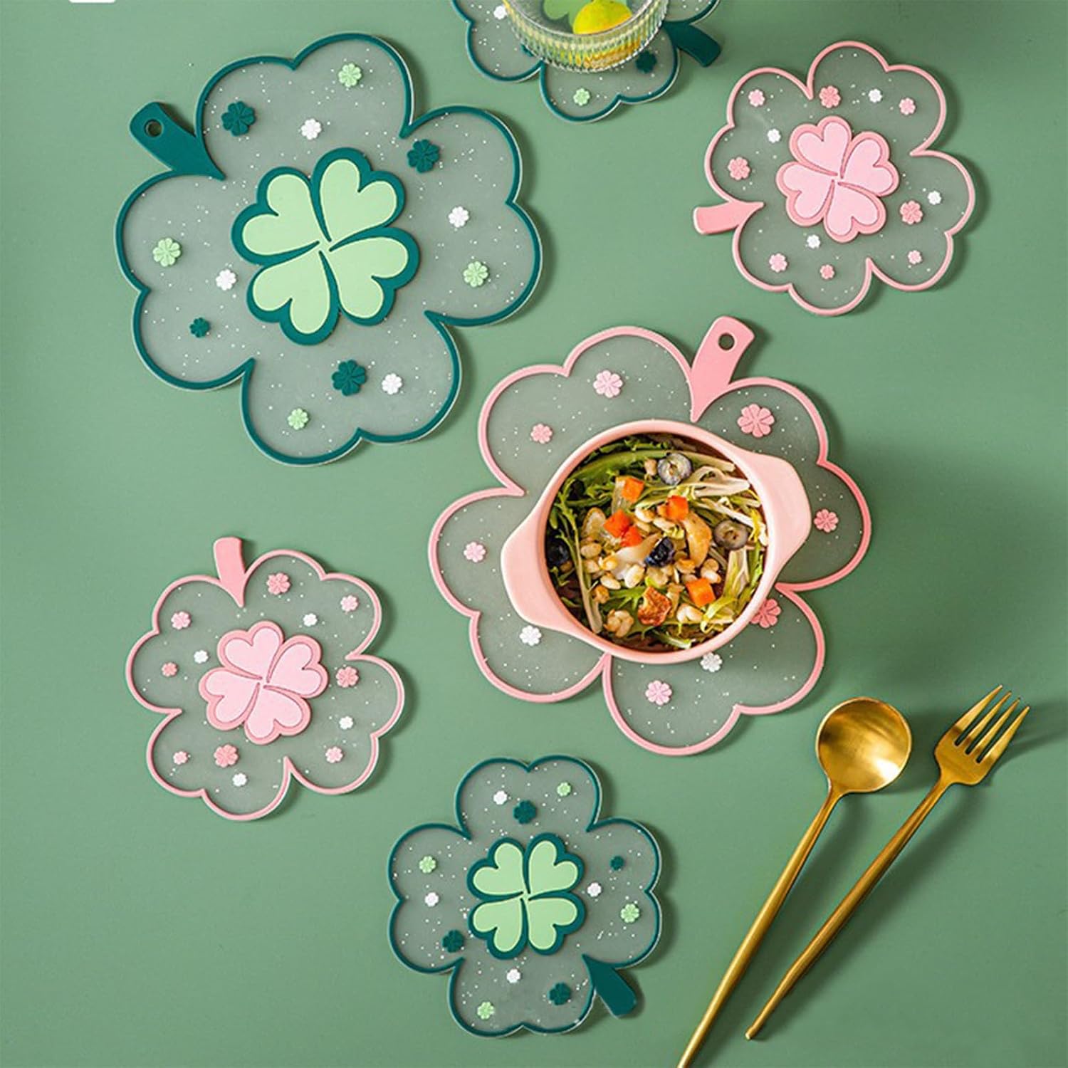 Kawaii Pot Holders for Kitchen Essentials Decor for New Home Clover Trivet image 5