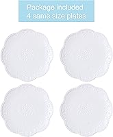 Vista 2 de Jusalpha FD-PL15 - Juego de platos de porcelana de encaje en relieve, platos para pasta/ensalada/postre, juego de vajilla para restaurante, fiesta
