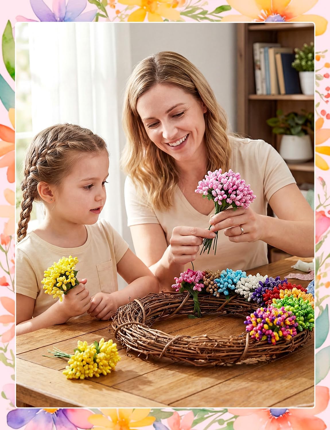 192 Pcs Mini Flower Stamens Berry with Stem, 16 Colors Small Pistil image 2